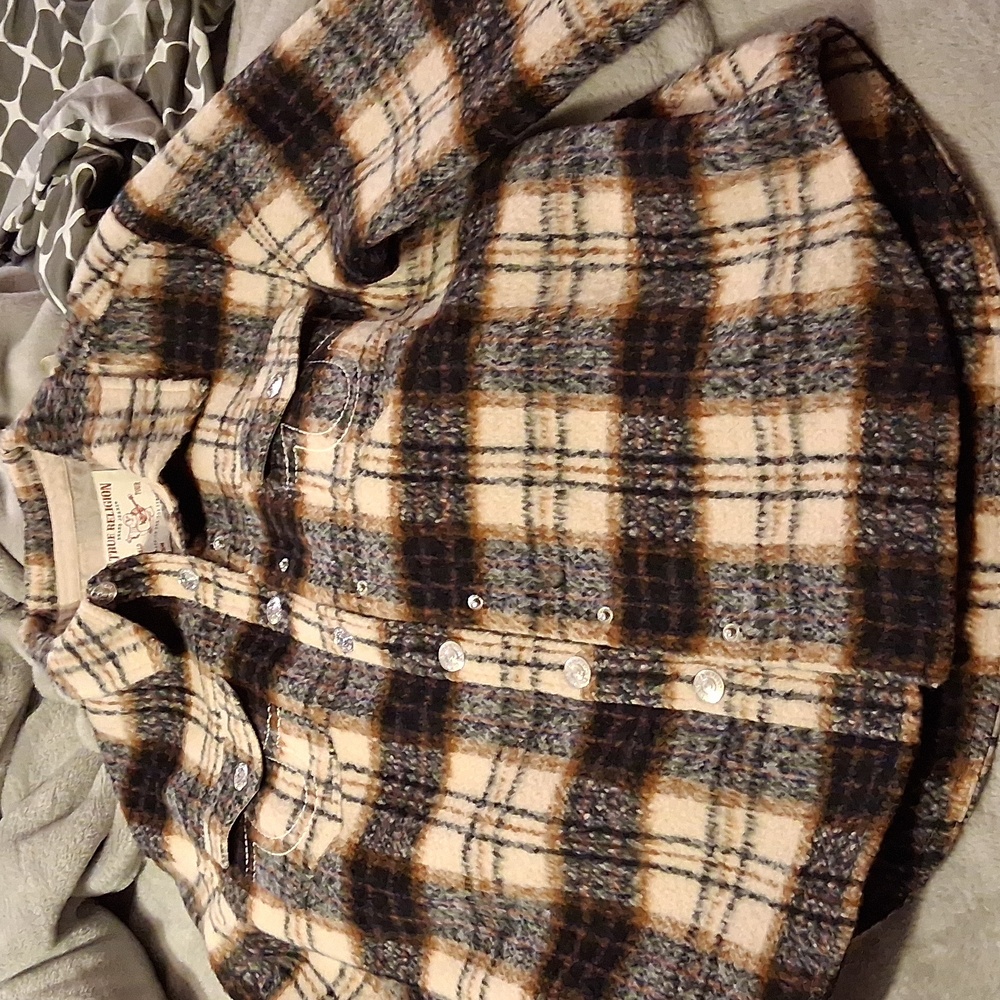 True Religion Kids Plaid Shirt - Black, Cream, and Brown